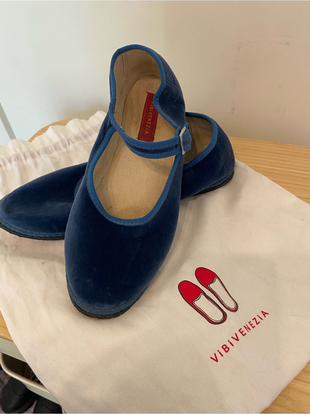 Vibi Venezia Navy Velvet Mary Janes